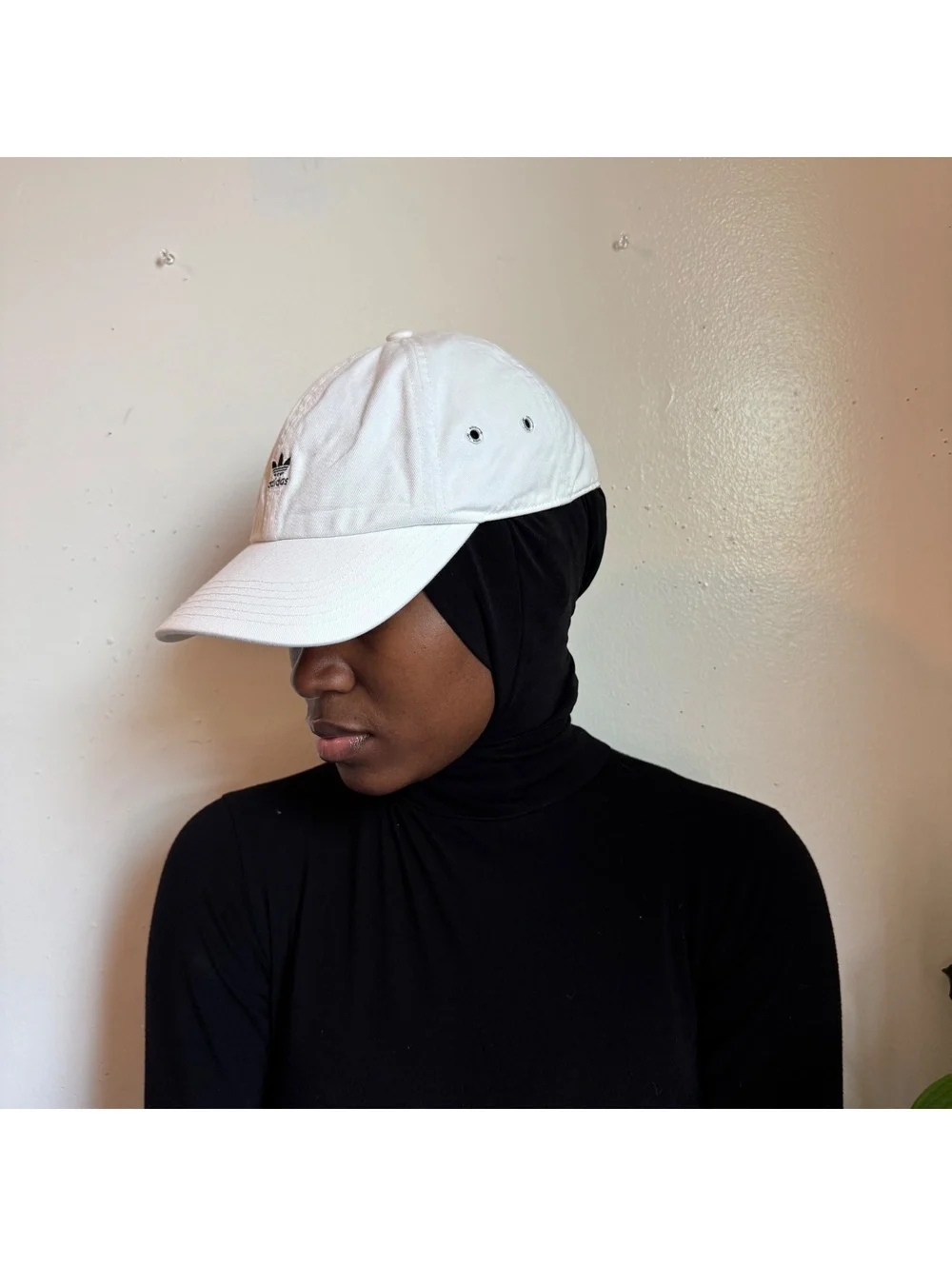 Vintage Adidas Originals Trefoil Mini Logo Dad Hat White Strapback Cap one size
